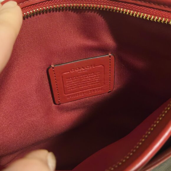 COACH Signature File (Imitation Gold/Brown/Carmine) Crossbody Bag - Picture 7 of 9